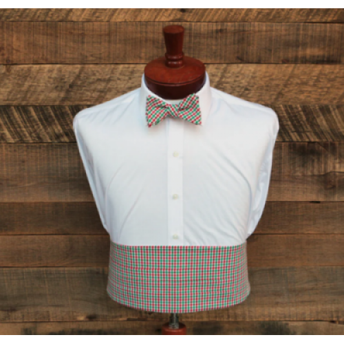 Green & Red Tattersall Cummerbund & Bow Tie